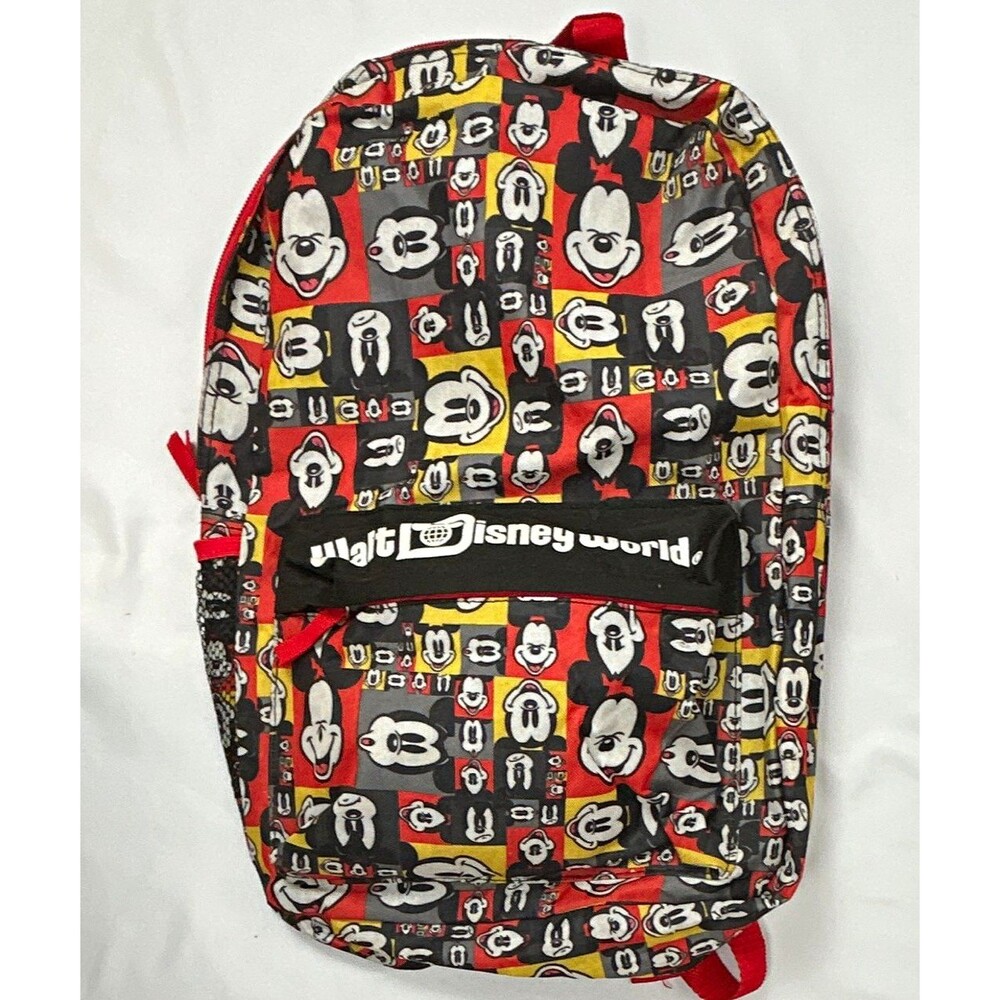 Walt Disney World Mickey Mouse Small Multicolor Zip Backpack w/ Pockets 17 x 12